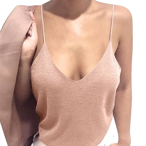 Express Metallic V-Neck Downtown Cami in the color “Ginger” Women’s Size X-Small - Picture 2 of 11